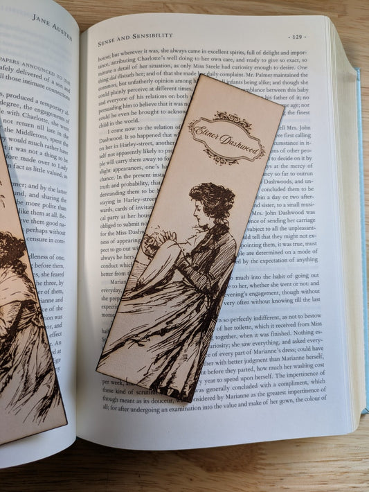Elinor and Marianne Dashwood - Leather Bookmarks, Sense and Sensibility Elinor and Marianne Dashwood - Leather Bookmarks, Sense and Sensibility Bookmarks Raven King Crafts