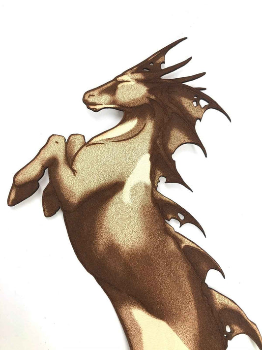 A leather bookmark shaped like the hippocampus the mythical beast.