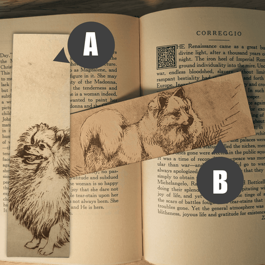 Pick which Pomeranian dog bookmark you want, or get both for a discount. Leather Pomeranian Bookmark Bookmarks Raven King Crafts