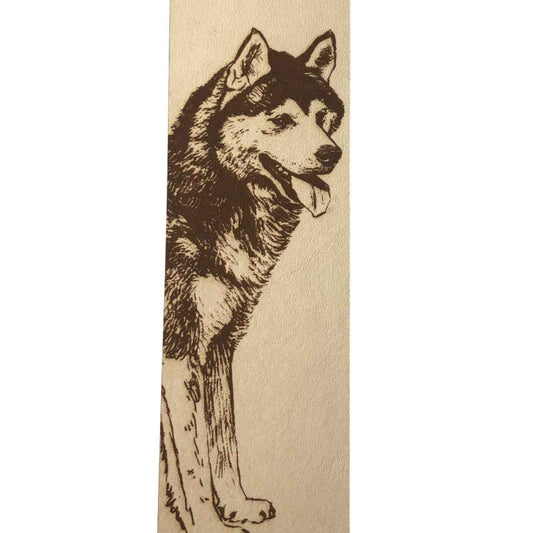 Leather Siberian Husky Dog Bookmark