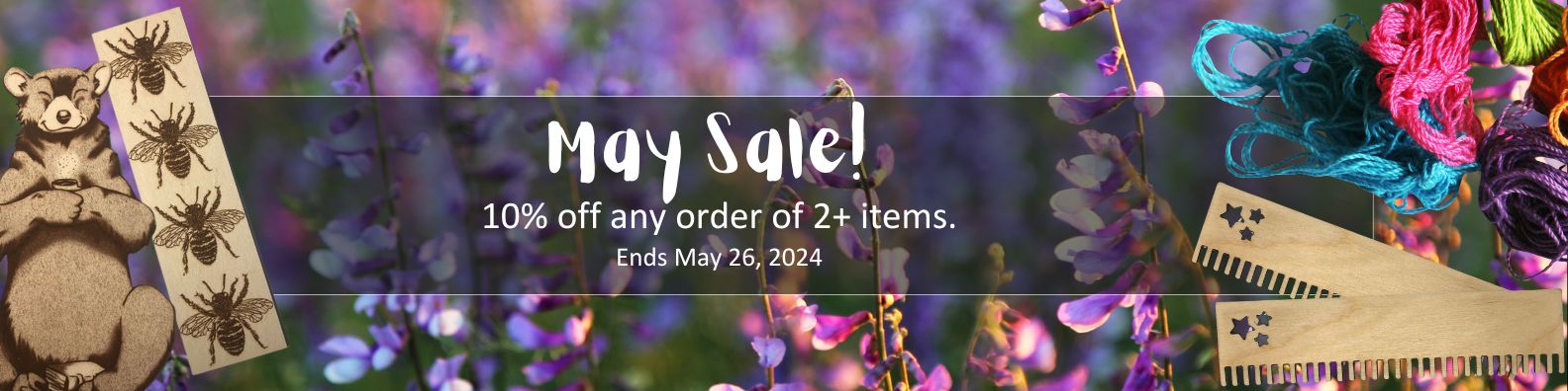 Male Sale! 10 percent off nay order of 2 or more items. Ends May 26th 2024. 