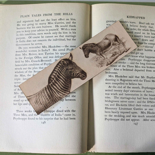 Griffins with a Shield - Leather Bookmark Quagga, extinct Zebra - Leather Bookmark Bookmarks Raven King Crafts