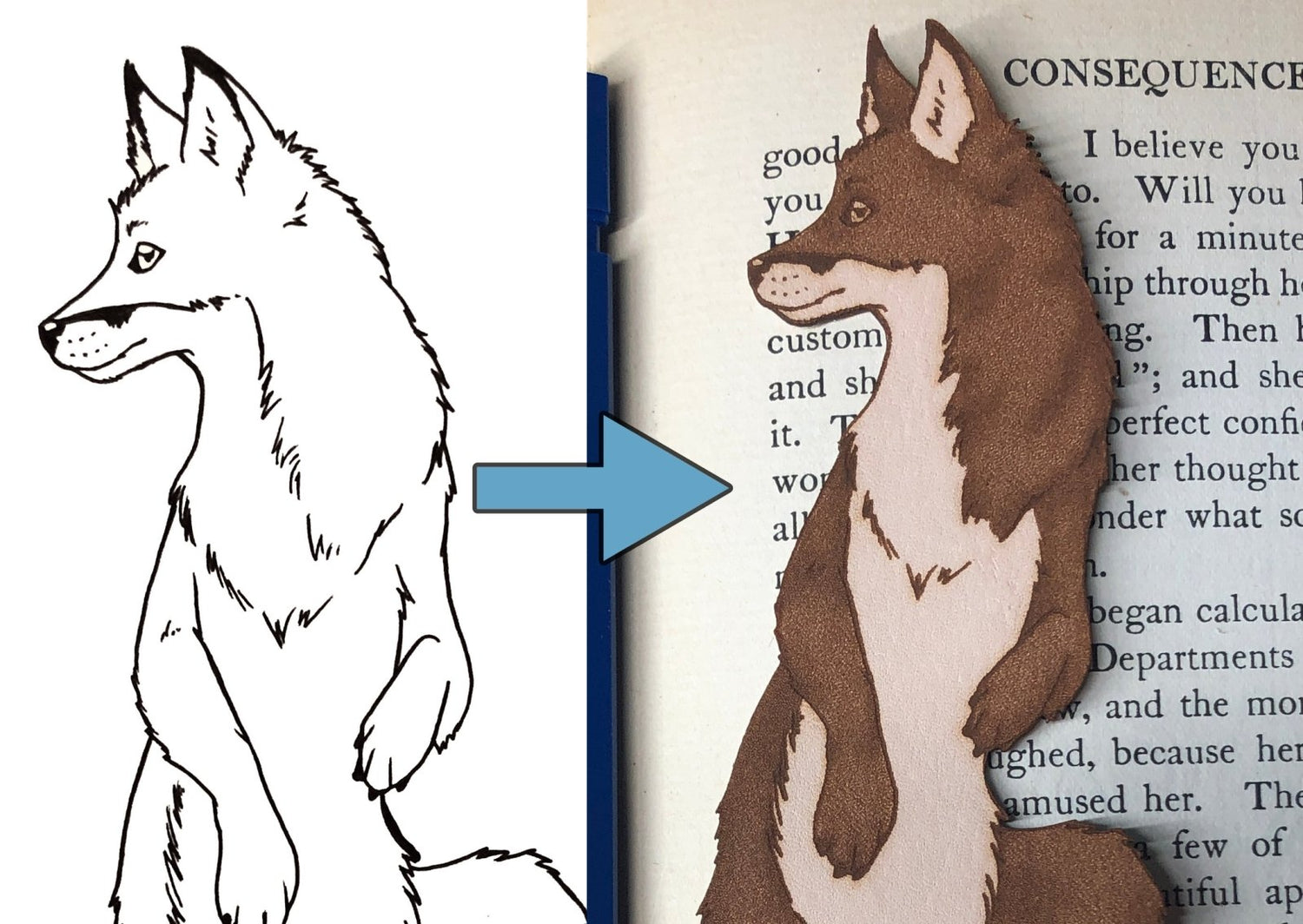 This is what it looks like when the line art is adapted into a bookmark.