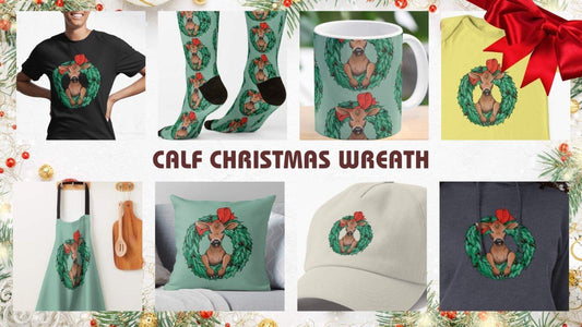 Adorable Calf Christmas Art Added to RedBubble - Raven King Crafts