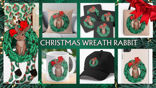Christmas Bunny Wreath Design Added to RedBubble - Raven King Crafts