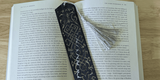 Dark Blue Leather Cutout Bookmark Added - Raven King Crafts
