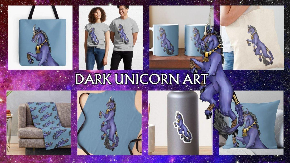 Dark Unicorn Art - Raven King Crafts