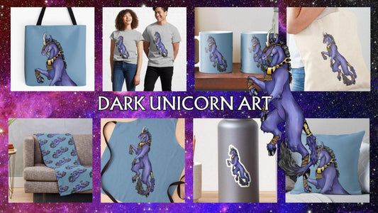 Dark Unicorn Art - Raven King Crafts