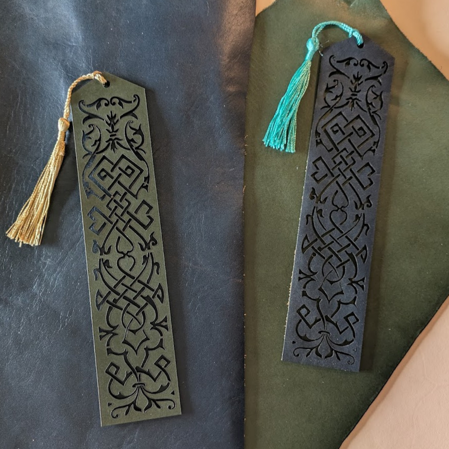 You can pick the tassel colors of the leather bookmark you pick.