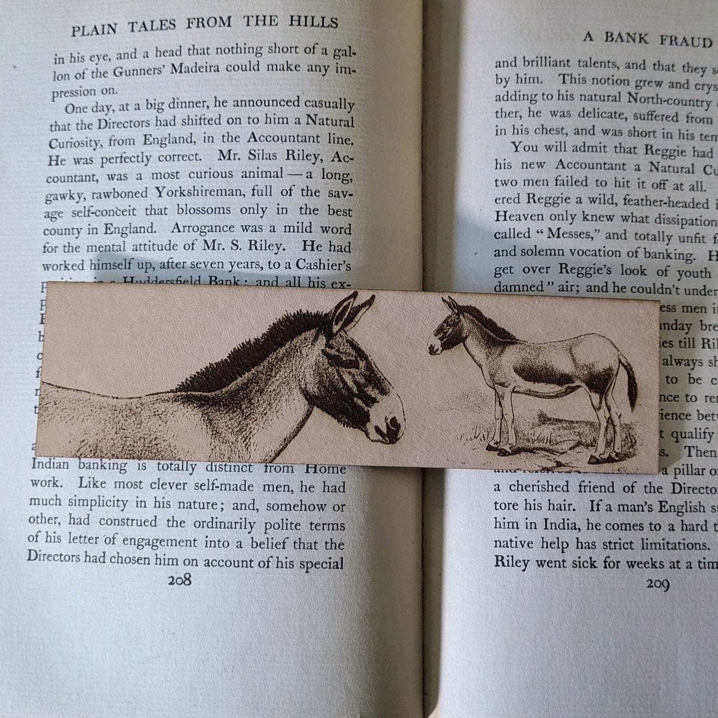 A leather bookmark with the art of a Tibetan wild donkey on it.