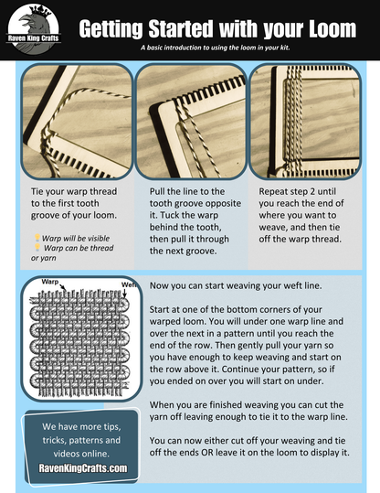 Instructions on how to get started warping and weaving on a frame loom.