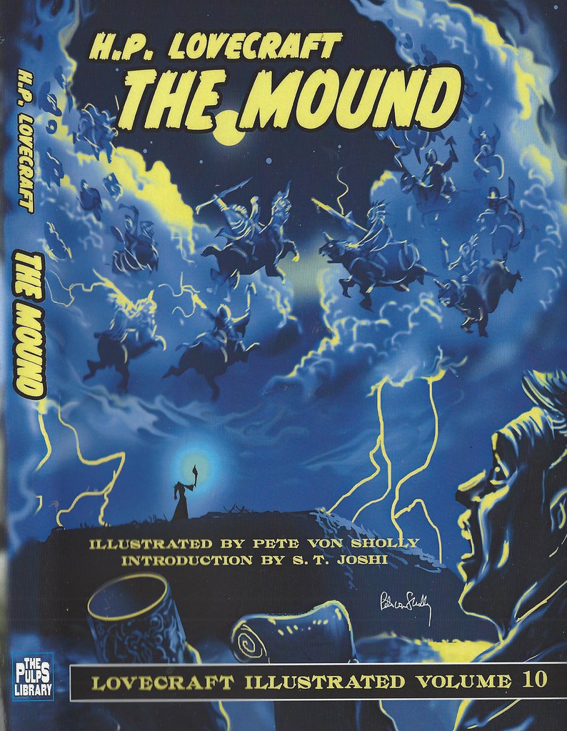 The cover of H.P. Lovecrafts' The Mound. For our free book and audio book link list. 