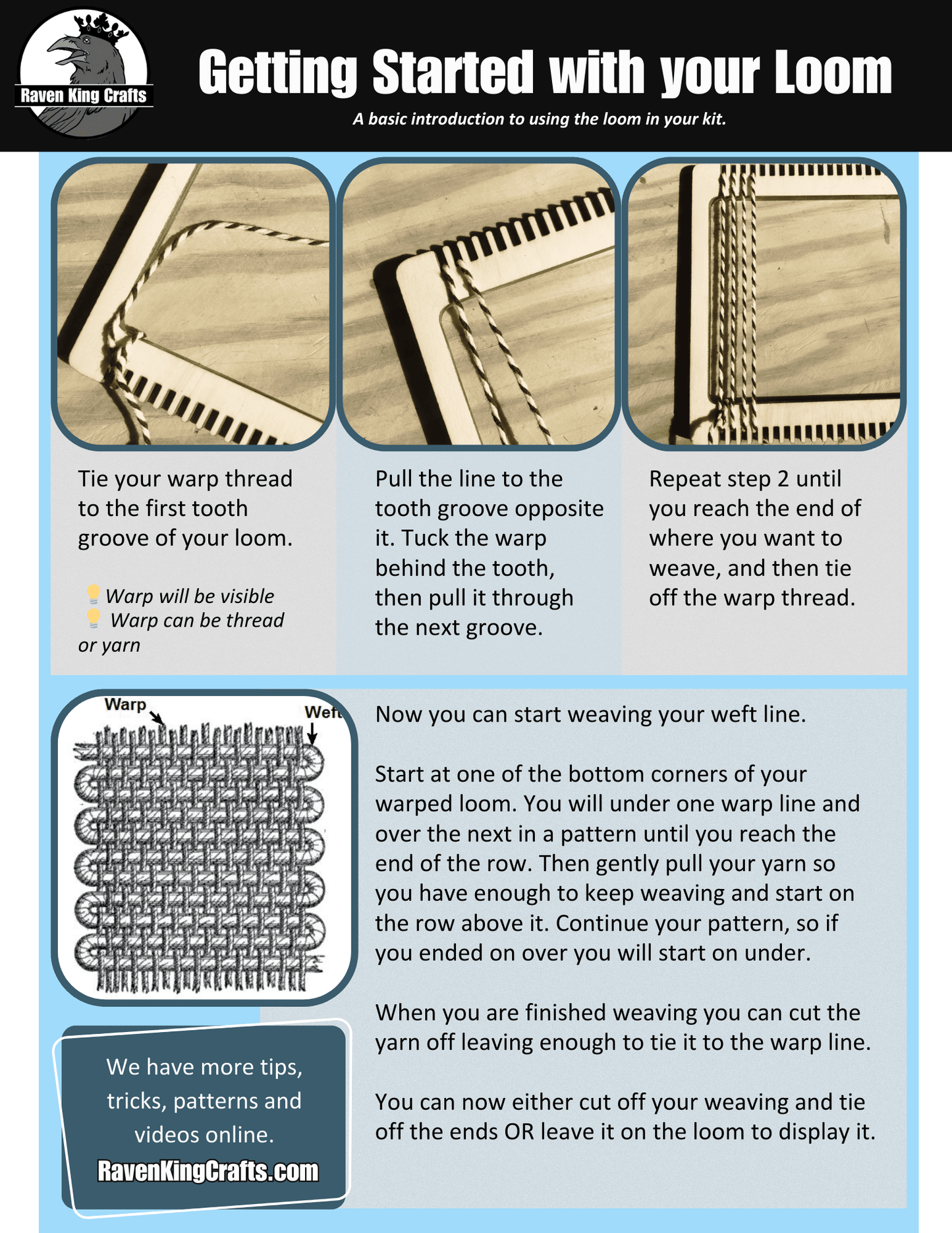 Instructions on how to get started warping and weaving on a frame loom. Bookmark Loom - for weaving bookmarks and other small projects Art & Crafting Materials Raven King Crafts