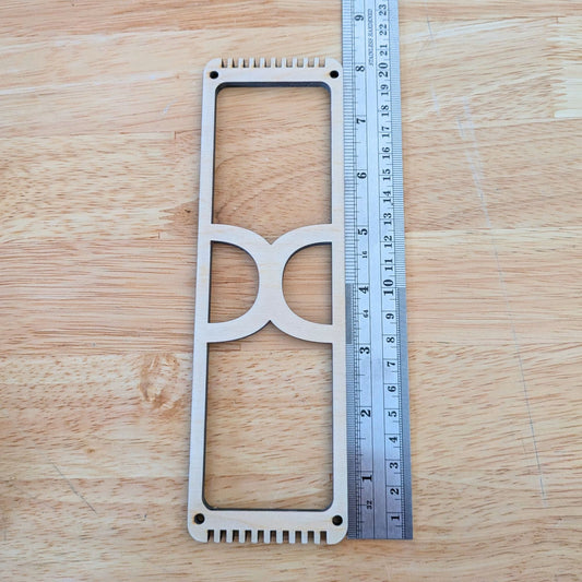 The wooden frame loom designed for bookmark weaving next to a ruler for scale. Bookmark Loom - for weaving bookmarks and other small projects Art & Crafting Materials Raven King Crafts