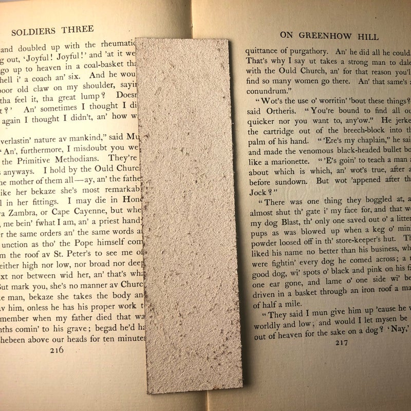 The back of this bookmark is unfinished and the texture of the leather can be seen in this photo.