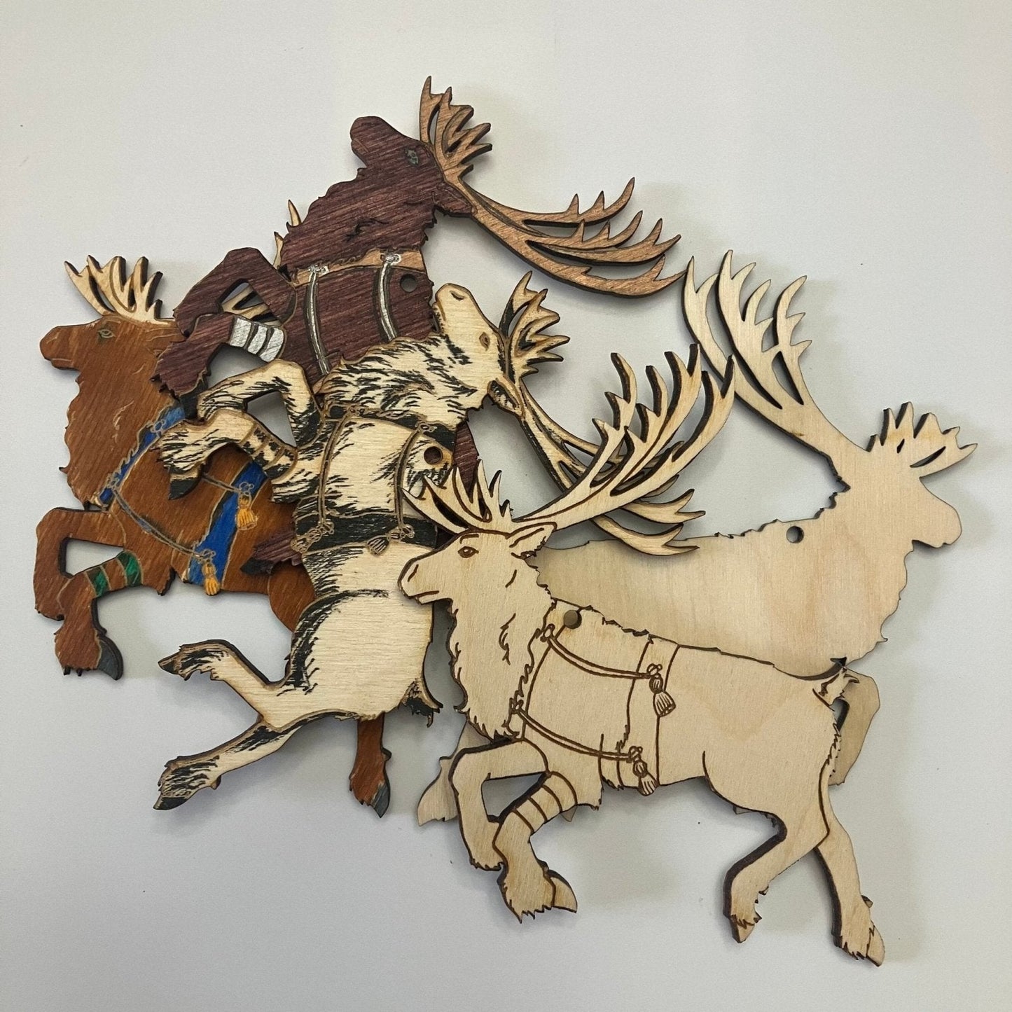 Wood Christmas Reindeer Ornaments (Blank / DIY) Christmas Reindeer Shaped Wooden Ornaments Art & Craft Kits Raven King Crafts