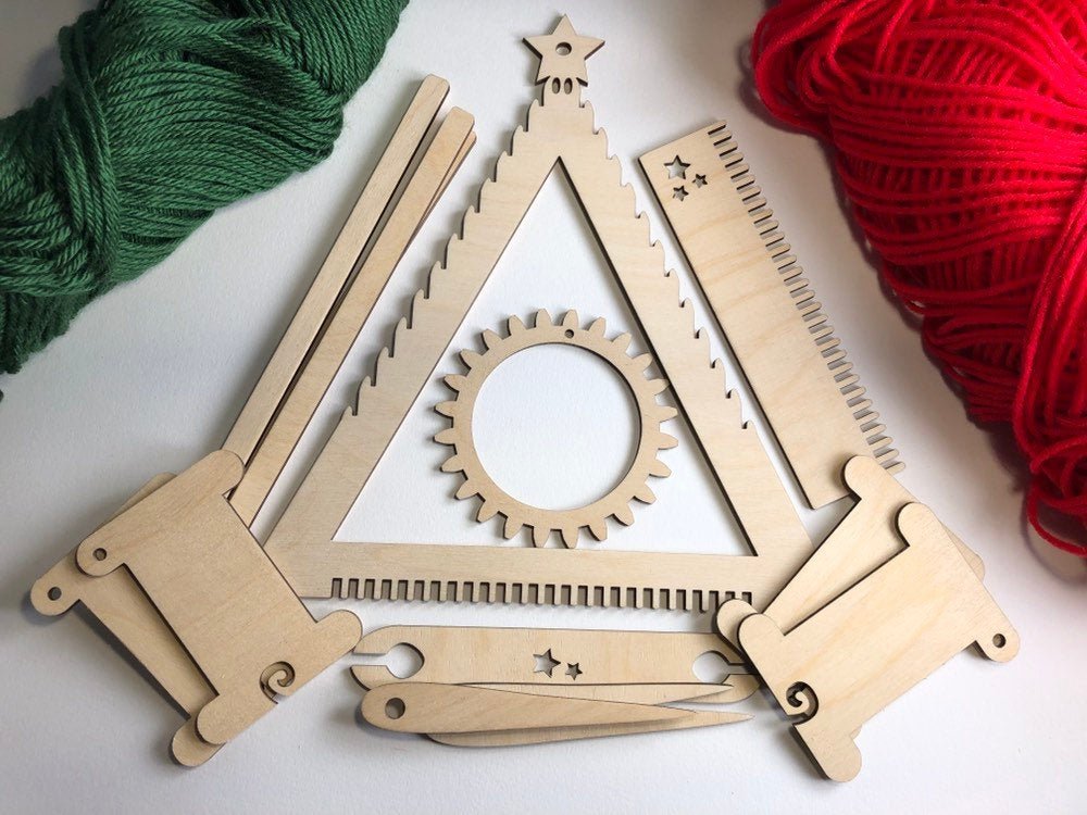 Christmas Tree Loom Kit - Crafting kit box includes a mini ornament loom