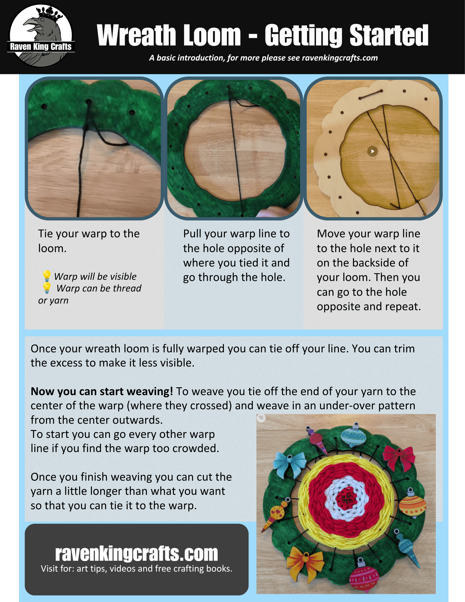 Wreath Loom Instructions Christmas Wreath Loom and Ornament Blanks Art & Craft Kits Raven King Crafts