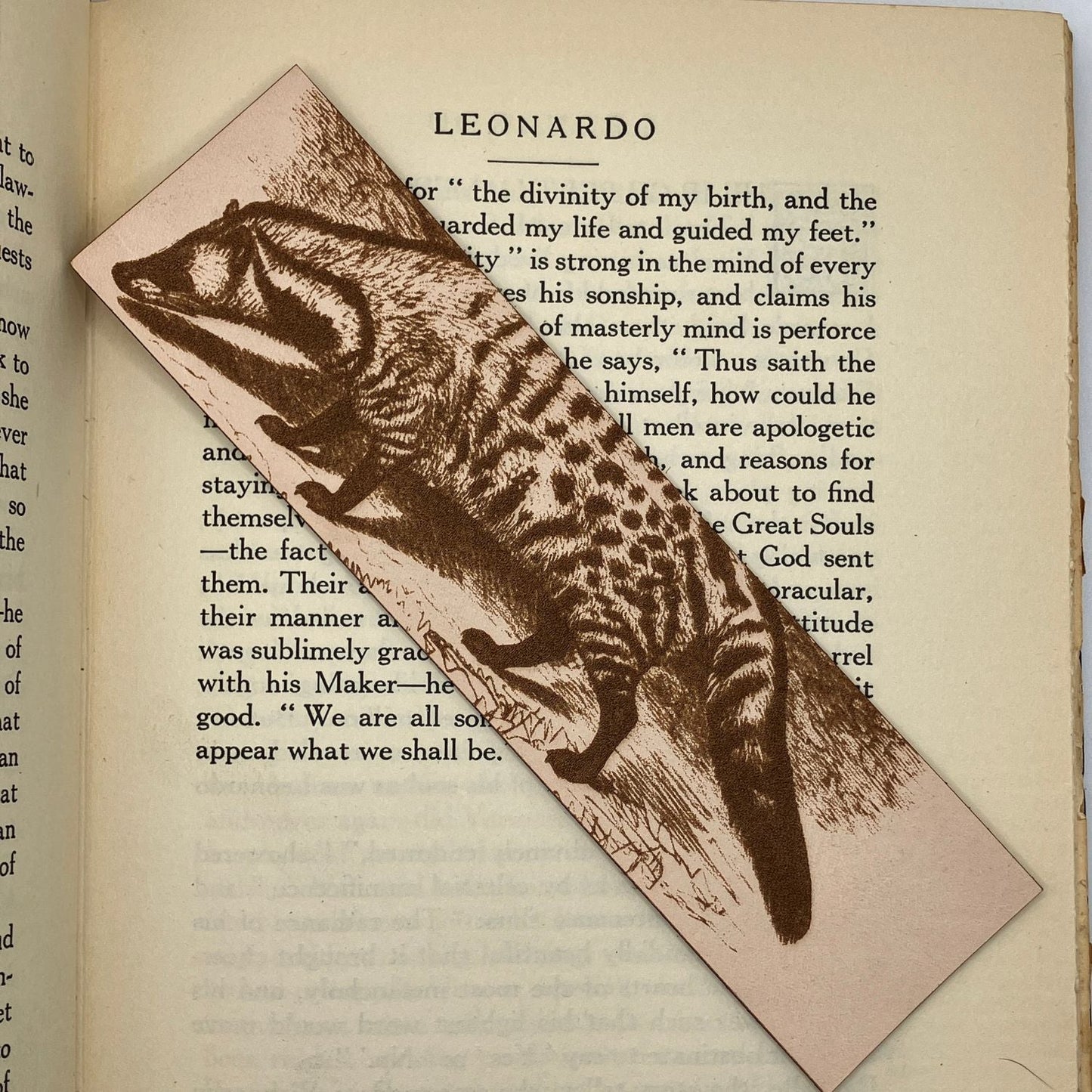 Civet Bookmark - Leather, made by Raven King Crafts from hand selected leather.