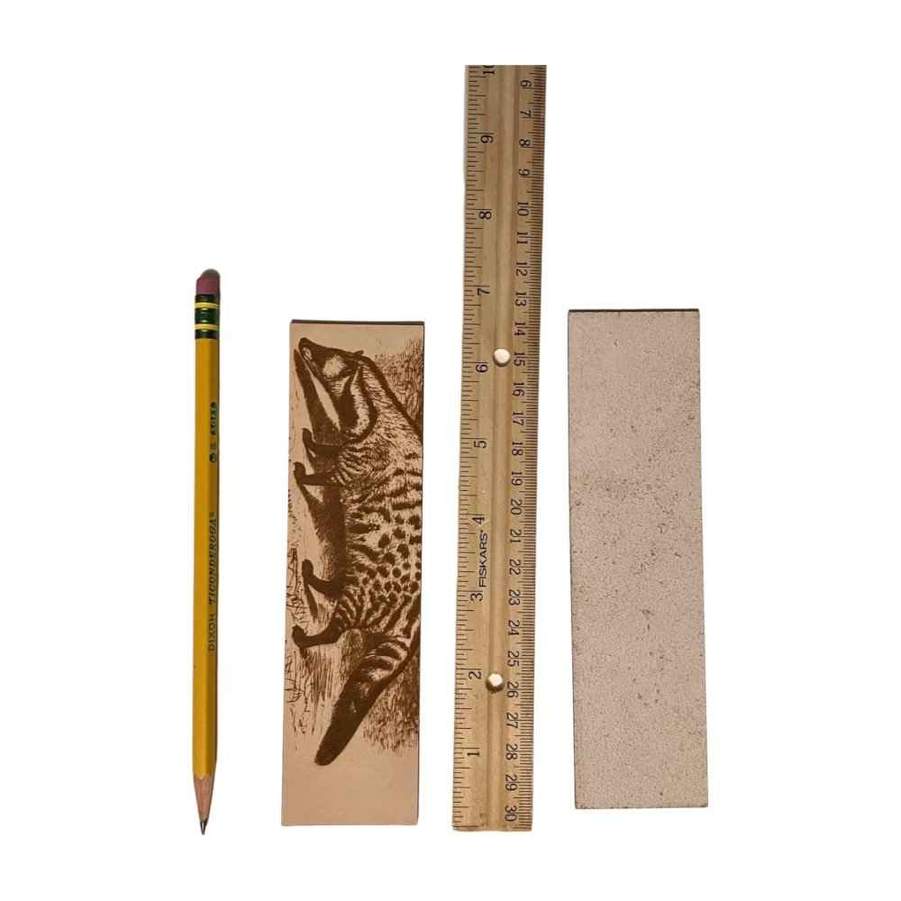 The back of our leather bookmark is unfinished. Civet Bookmark - Leather Bookmarks Raven King Crafts
