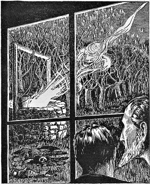 The cover of H.P. Lovecrafts' The Colour Out of Space. For our free book and audio book link list. 