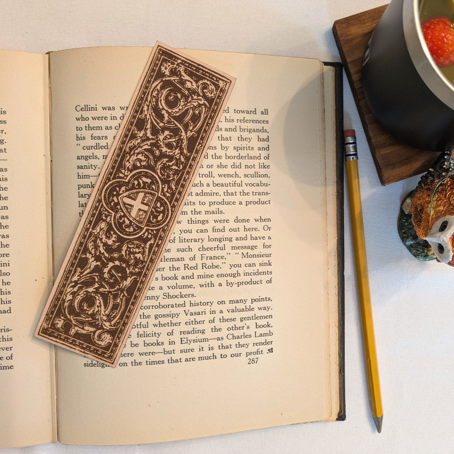 Cross and Shield Leather Bookmark