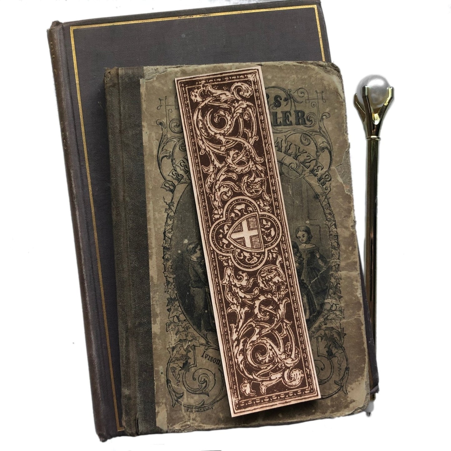 Cross and Shield Leather Bookmark