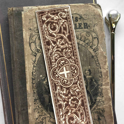 Cross and Shield Leather Bookmark Cross and Shield Leather Bookmark Bookmarks Raven King Crafts