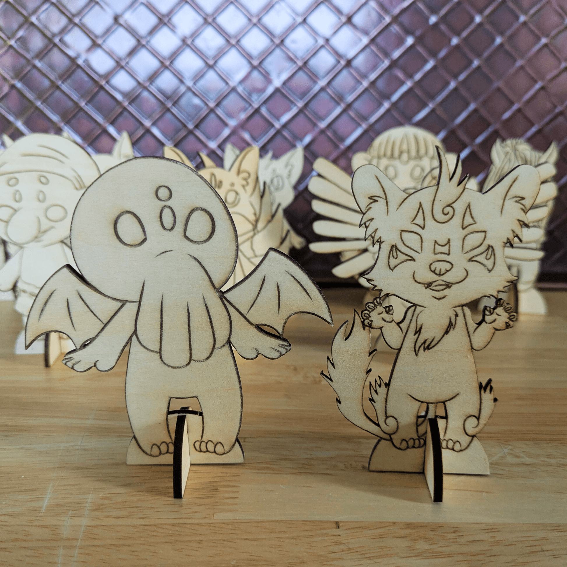 Some of the standing mythos chibis. Cthulhu - Sticker, Ornament Blank & Standing Figure Set Art & Craft Kits Raven King Crafts