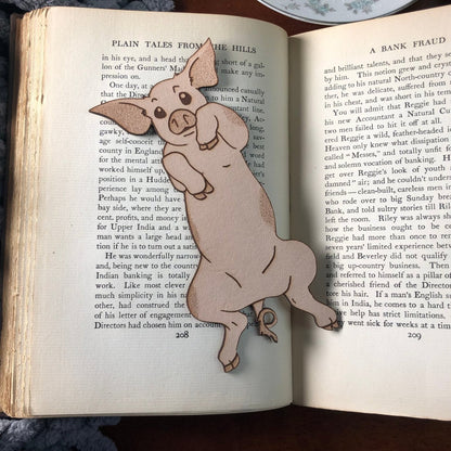 Cute Pig Bookmark - Leather