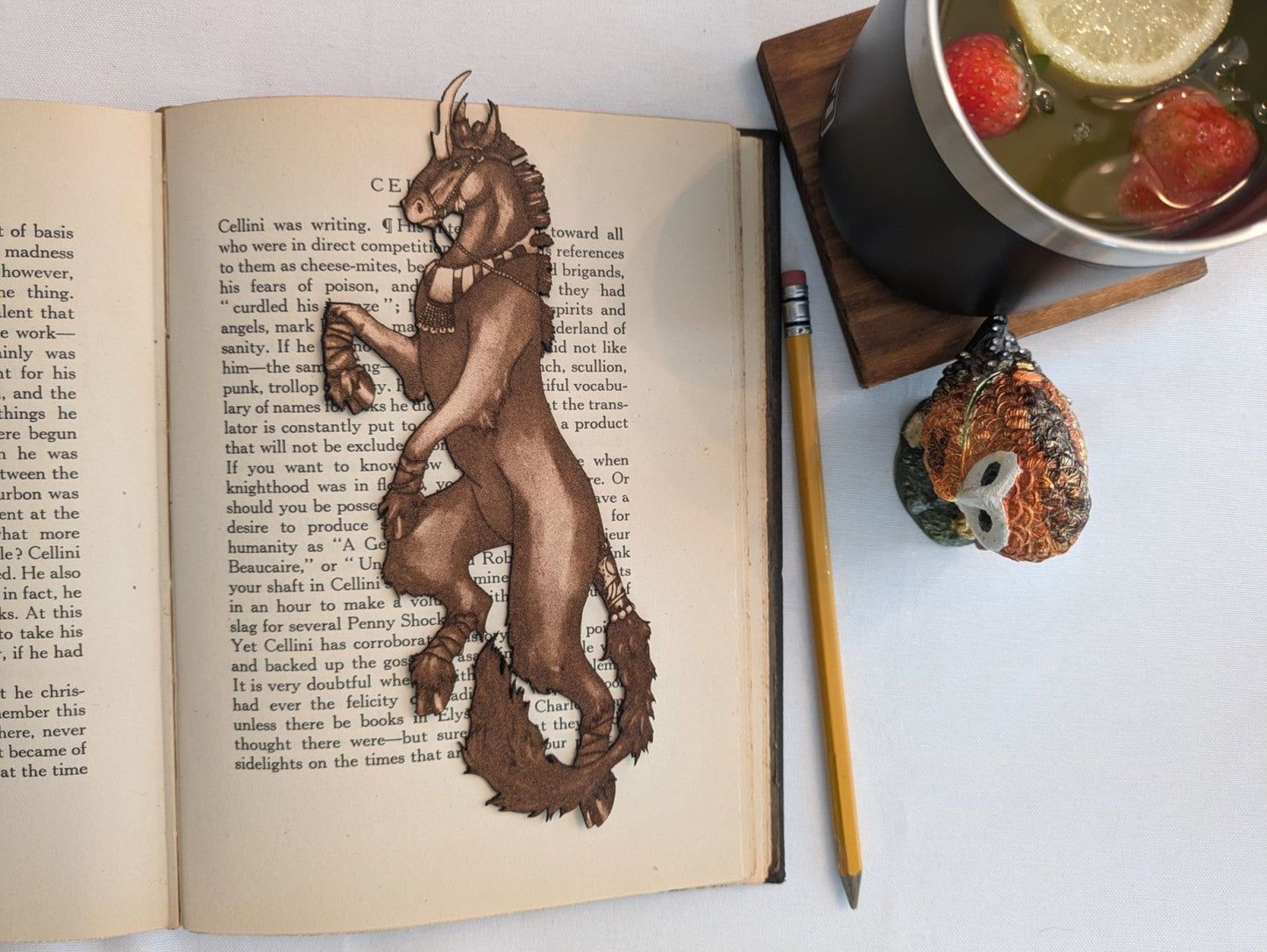 Dark Unicorn Bookmark - Leather