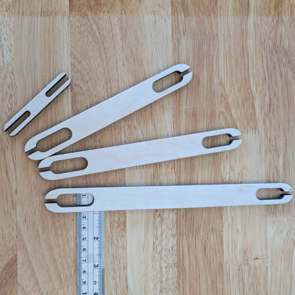 Deep Mouthed Wooden Shuttle Stick Set - 4 Weaving Shuttles Deep Mouthed Wooden Shuttle Stick Set - 4 Weaving Shuttles Art & Crafting Materials Raven King Crafts