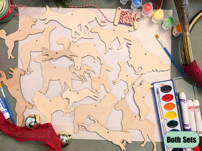 Dog ornament blank sets. A photograph of all the dog ornaments you can get. DIY Dog Ornament Kit - 2 Set Options: Frenchie, shiba, corgi, poodle, pitbul, newfie, setter, terrier, collie, boxer and more! Art & Craft Kits Raven King Crafts
