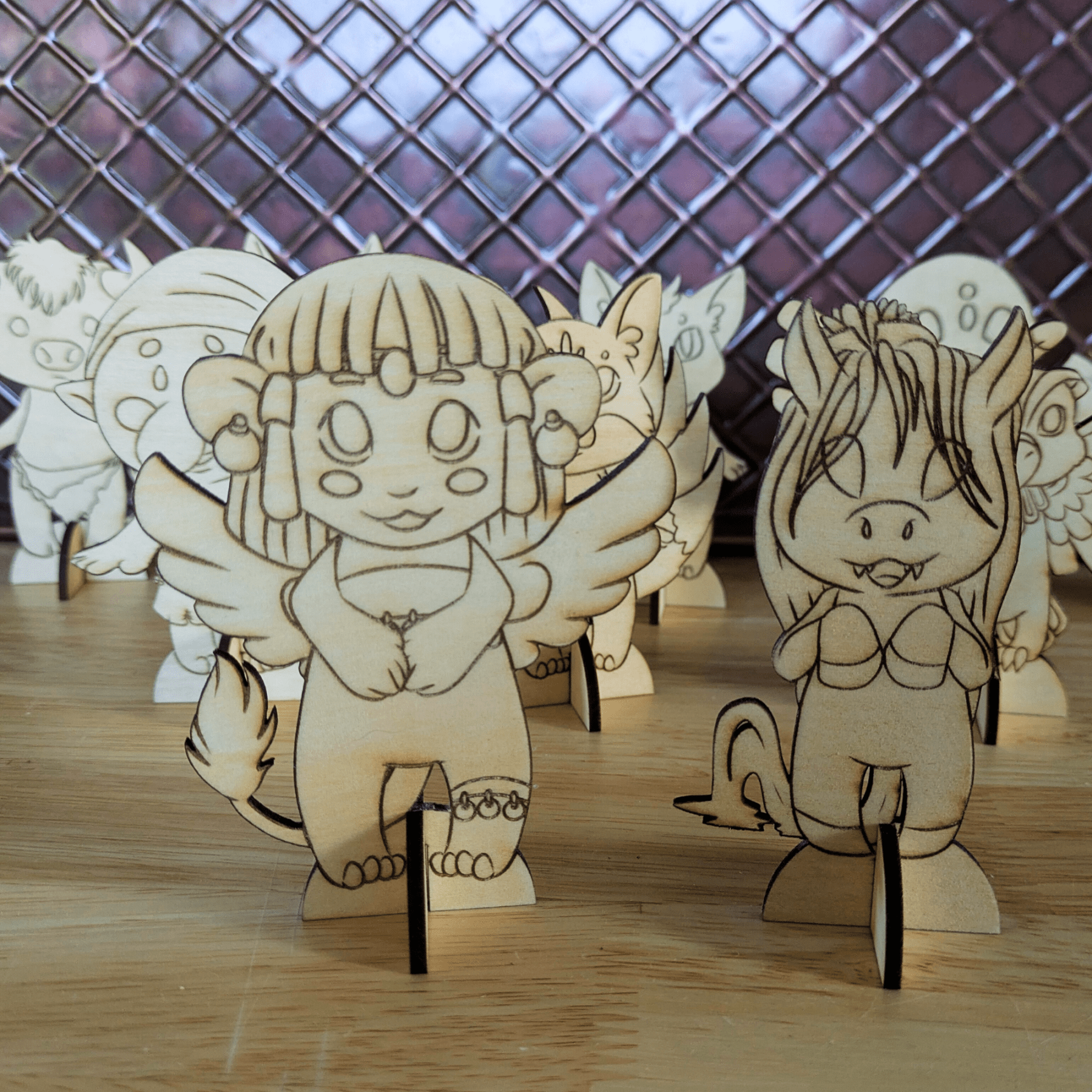 Spinx and kelpie chibi standing figures. DIY Myths, Legends and Monster Chibi Set: Coyote, Cthulhu, Da - jo - ji, Kelpie, Kitsune, Minotaur, Nekomata, Spinx, Thunderbird and Troll Art & Craft Kits Raven King Crafts DIY Myths, Legends and Monster Chibi Set: Coyote, Cthulhu, Da-jo-ji, Kelpie, Kitsune, Minotaur, Nekomata, Spinx, Thunderbird and Troll Art & Craft Kits Raven King Crafts