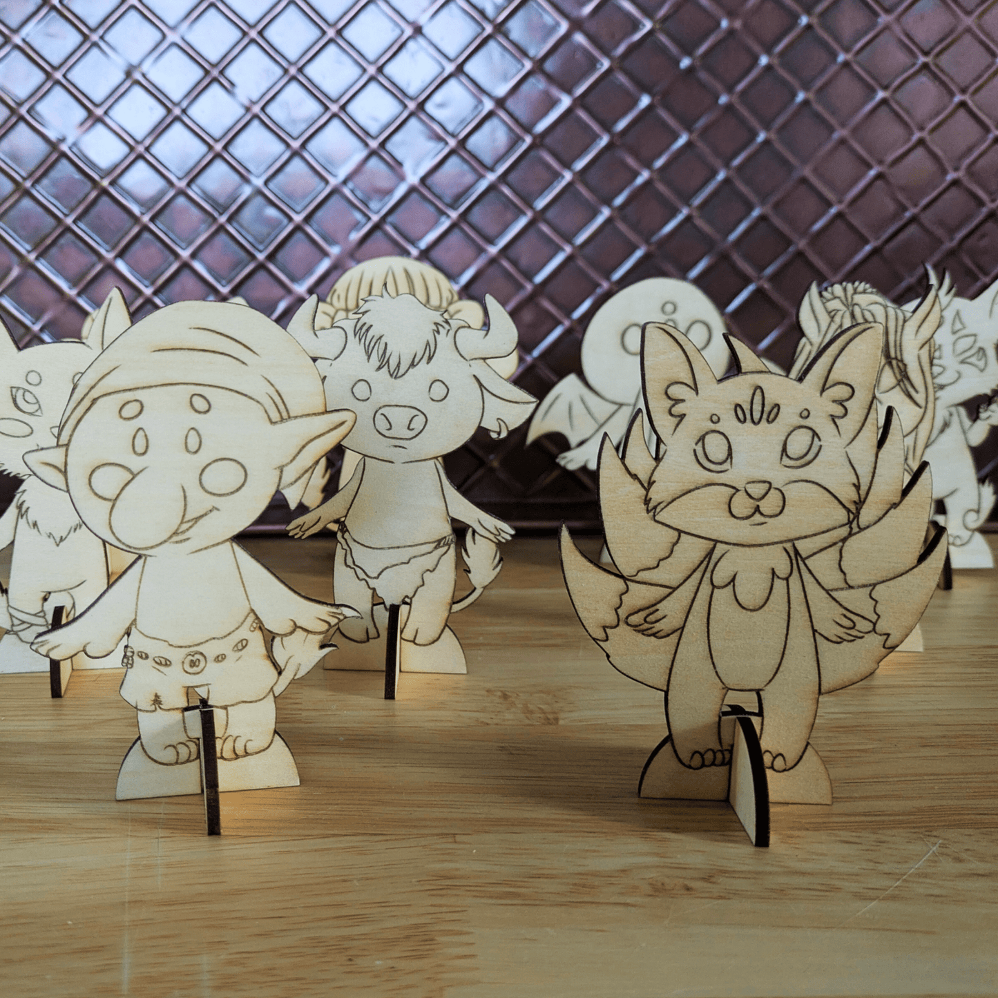 Troll, minotaur and kitsune chibi standing figures. DIY Myths, Legends and Monster Chibi Set: Coyote, Cthulhu, Da - jo - ji, Kelpie, Kitsune, Minotaur, Nekomata, Spinx, Thunderbird and Troll Art & Craft Kits Raven King Crafts DIY Myths, Legends and Monster Chibi Set: Coyote, Cthulhu, Da-jo-ji, Kelpie, Kitsune, Minotaur, Nekomata, Spinx, Thunderbird and Troll Art & Craft Kits Raven King Crafts
