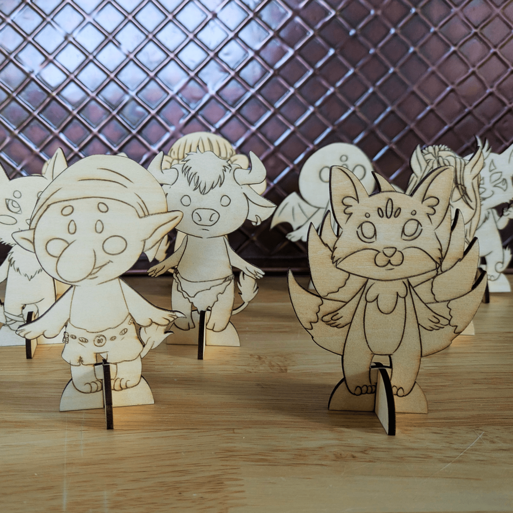 Troll, minotaur and kitsune chibi standing figures. DIY Myths, Legends and Monster Chibi Set: Coyote, Cthulhu, Da - jo - ji, Kelpie, Kitsune, Minotaur, Nekomata, Spinx, Thunderbird and Troll Art & Craft Kits Raven King Crafts DIY Myths, Legends and Monster Chibi Set: Coyote, Cthulhu, Da-jo-ji, Kelpie, Kitsune, Minotaur, Nekomata, Spinx, Thunderbird and Troll Art & Craft Kits Raven King Crafts