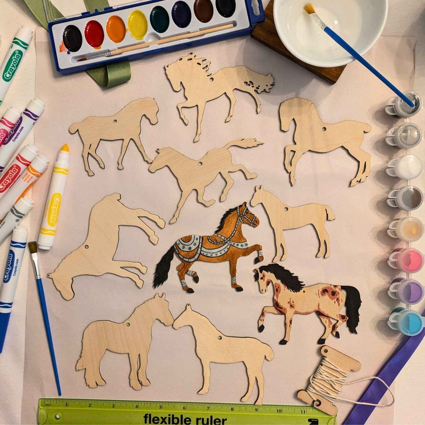 DIY Wooden Horse Ornament Kit - 10 Unique Horse Shapes DIY Wooden Horse Ornament Kit - 10 Unique Horse Shapes per Set - 20 total! Art & Crafting Materials Raven King Crafts