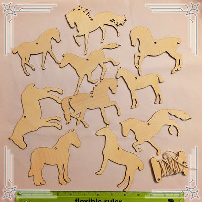 DIY Wooden Horse Ornament Kit - 10 Unique Horse Shapes