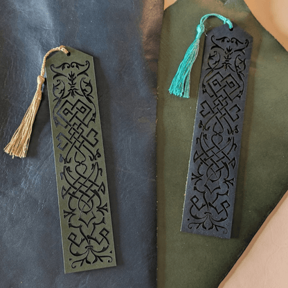 You can pick the tassel colors of the leather bookmark you pick. Elvish Style Leather Bookmarks - Pick your color and your tassel Bookmarks Raven King Crafts