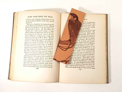 Raptor bird bookmark. Falcon Bookmark - Leather Bookmarks Raven King Crafts