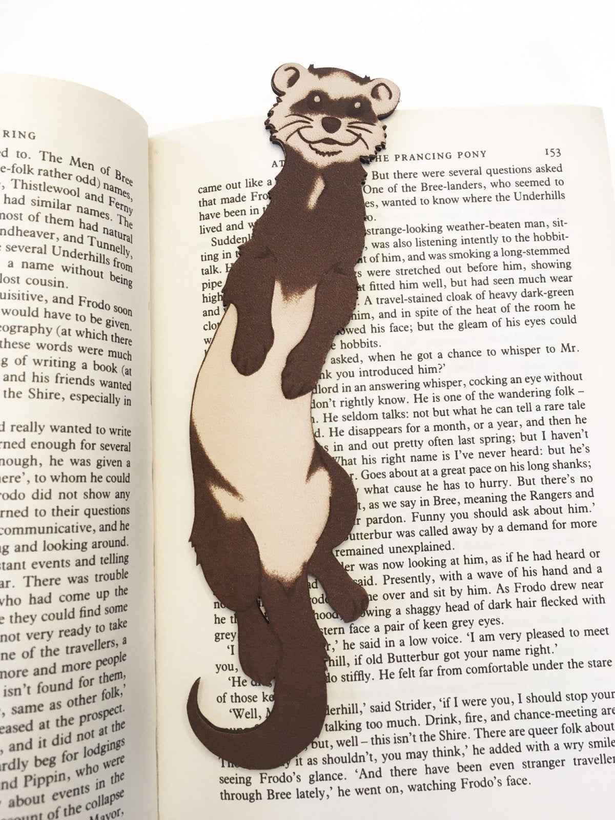 A leather bookmark shaped like a ferret. Ferret Bookmark Made From Hand Selected Leather Bookmarks Raven King Crafts