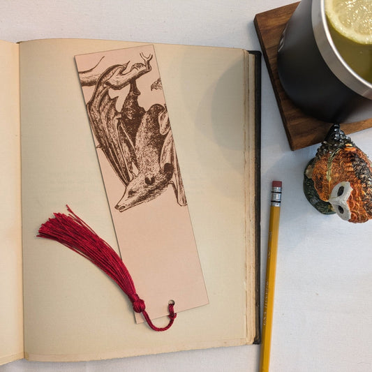 Flying Fox Bat Bookmark - Leather Historical