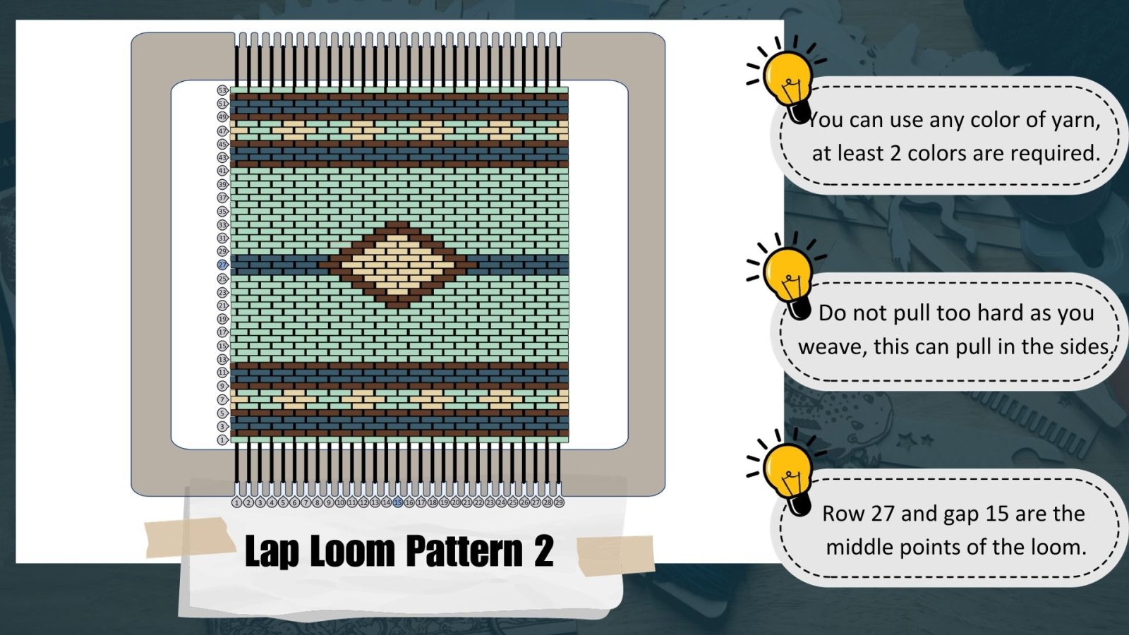 Thumbnail of a free weaving design for the frame style loom we carry. 