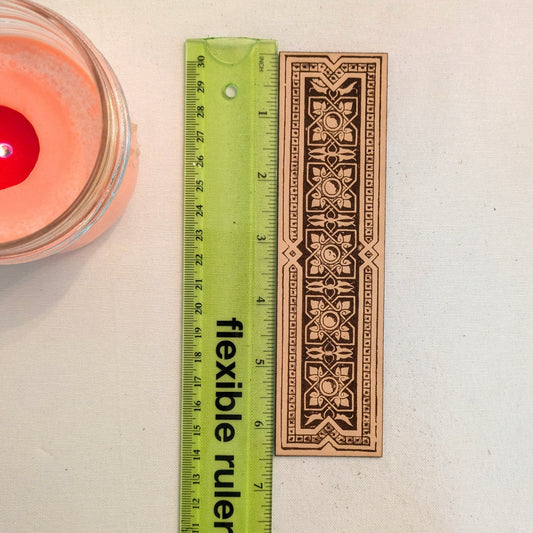 Geometric Decorative Bookmark - Leather Geometric Decorative Bookmark - Leather Bookmarks Raven King Crafts