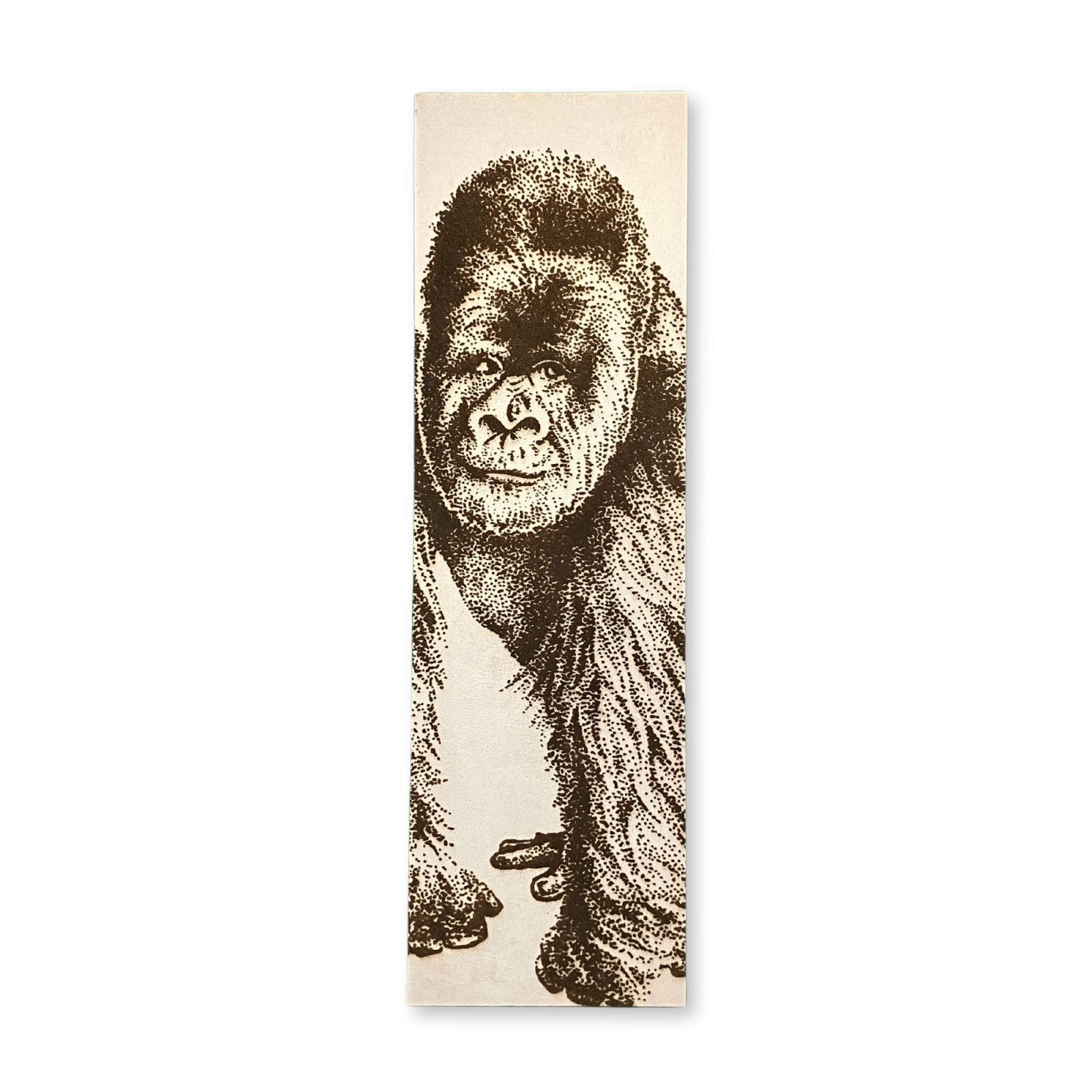 Gorilla bookmark made out of leather.