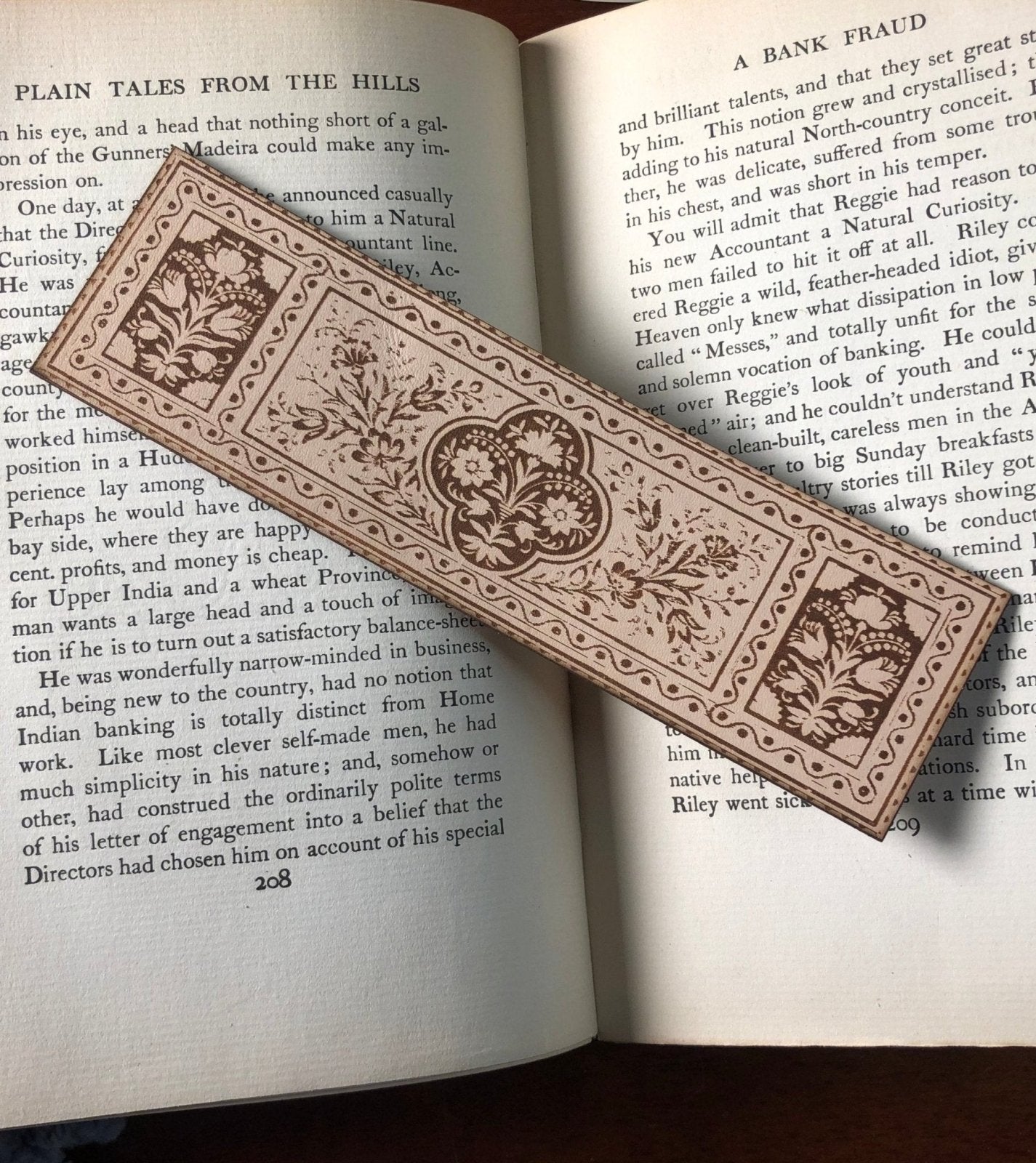 Historical Floral Leather Bookmark