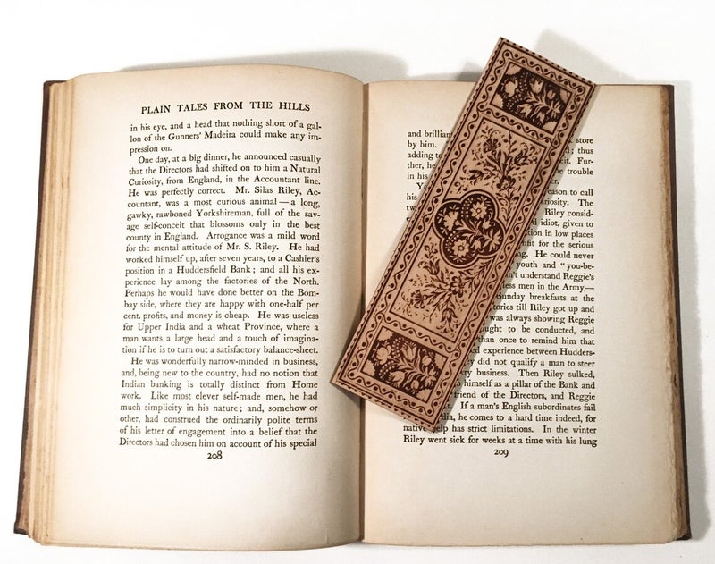 Historical Floral Leather Bookmark