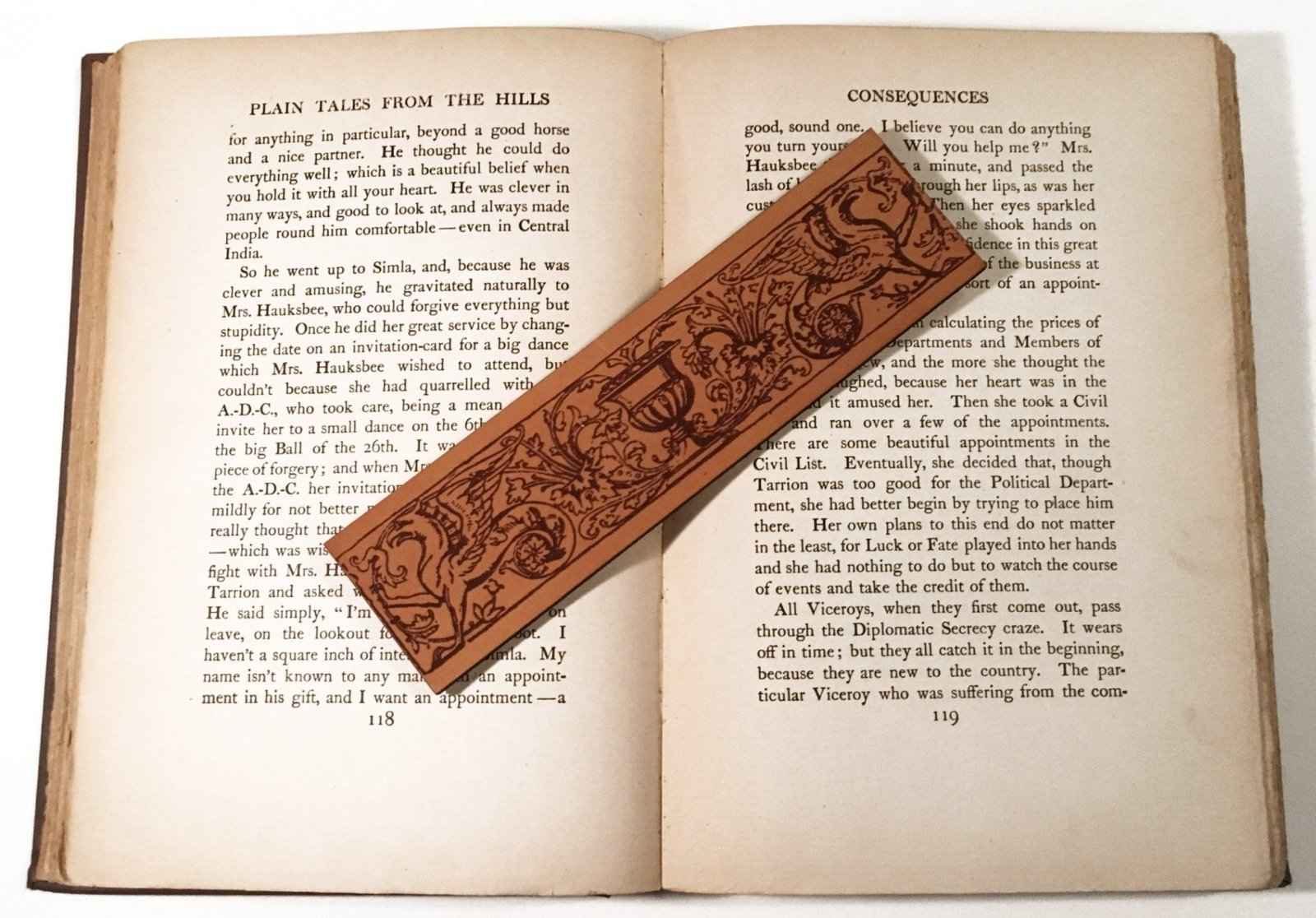 A leather bookmark engraved with the antique art of a hippogriff, the mythical beast. Historical Hippogriff Leather Bookmark Bookmarks Raven King Crafts
