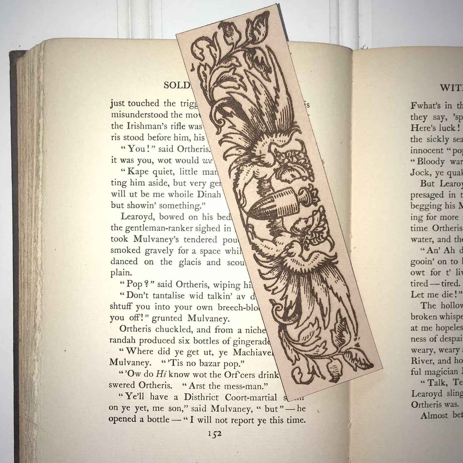 A leather bookmark engraved with the antique art of the sphinx mythical beasts. Historical Sphinx Leather Bookmarks Bookmarks Raven King Crafts