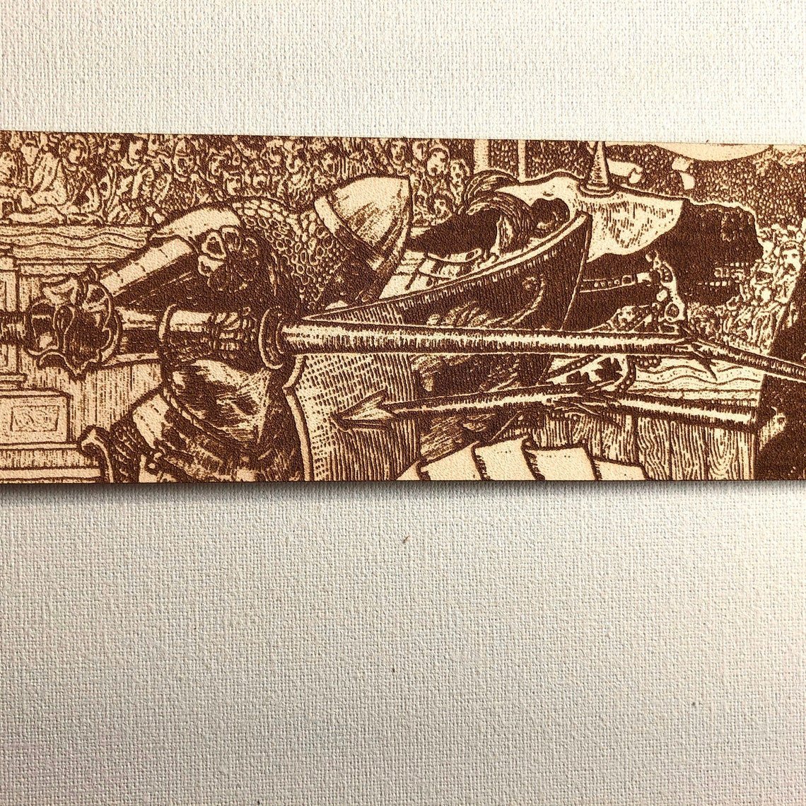 Knights Jousting Leather Bookmark